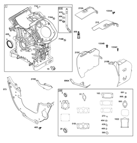Cylinder Group Diagram and Parts List for 613477-0273-J1 400000 - 699999 Briggs and Stratton Engine